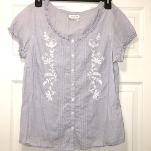 Blue&White pinstriped bottom down blouse 🤍💙